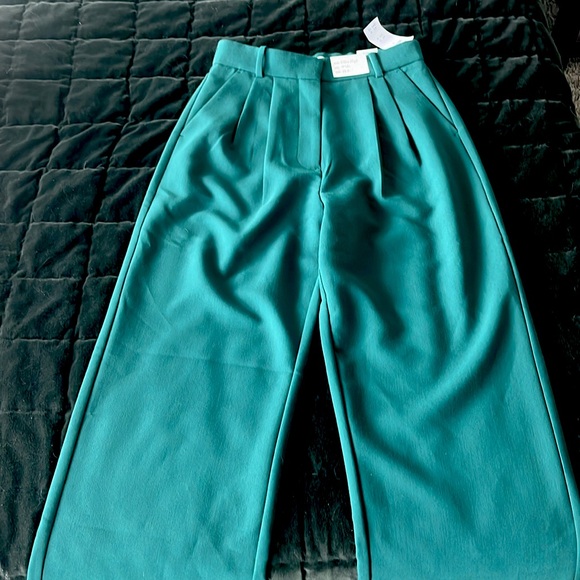 Abercrombie Sloan Wide Leg Tailored Pants - Green - Picture 4 of 5